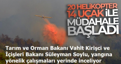  Marmaris'teki orman yangınına karşı tam teyakkuz: 20 helikopter ve 14 uçak ile müdahale