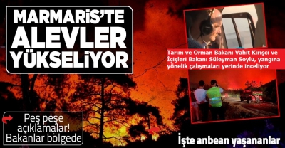 Son dakika: Marmaris'teki yangın rüzgarın şiddetiyle büyüdü: Evler tahliye edildi...