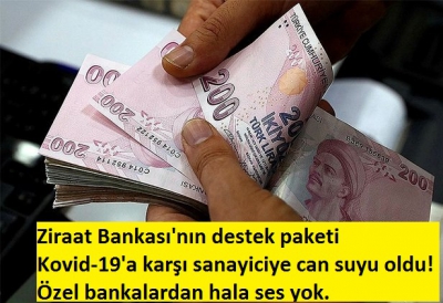 Son dakika: Ziraat Bankası'nın destek paketi Kovid-19'a karşı sanayiciye can suyu oldu! Özel bankalardan hala ses yok.