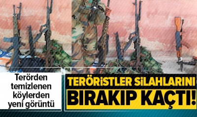Tel Abyad'da YPG/PKK'lılar silahlarını bırakarak kaçtı..