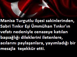 Tınkır Ailesinden, Taziye Teşekkür Mesajı