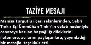 Tınkır Ailesinden, Taziye Teşekkür Mesajı
