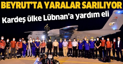 Türkiye'den Beyrut'a yardım! TSK'ya ait uçak Beyrut'ta..