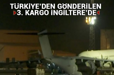 Türkiye'nin gönderdiği sağlık ekipmanları İngiltere'de.