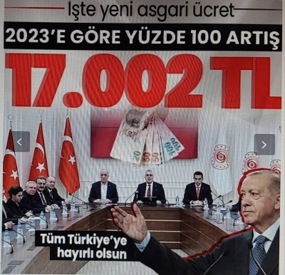 Yeni asgari ücret resmen belli oldu! Yüzde 49'luk artış ile asgari ücret 17 bin 2 TL'ye yükseldi