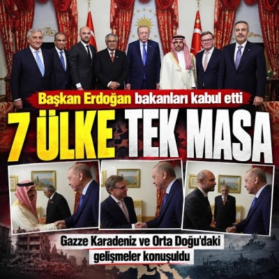 Zirvenin ardından kritik temas! Başkan Erdoğan, Bakan Fidan ve 6 ülkenin bakanıyla bir arada